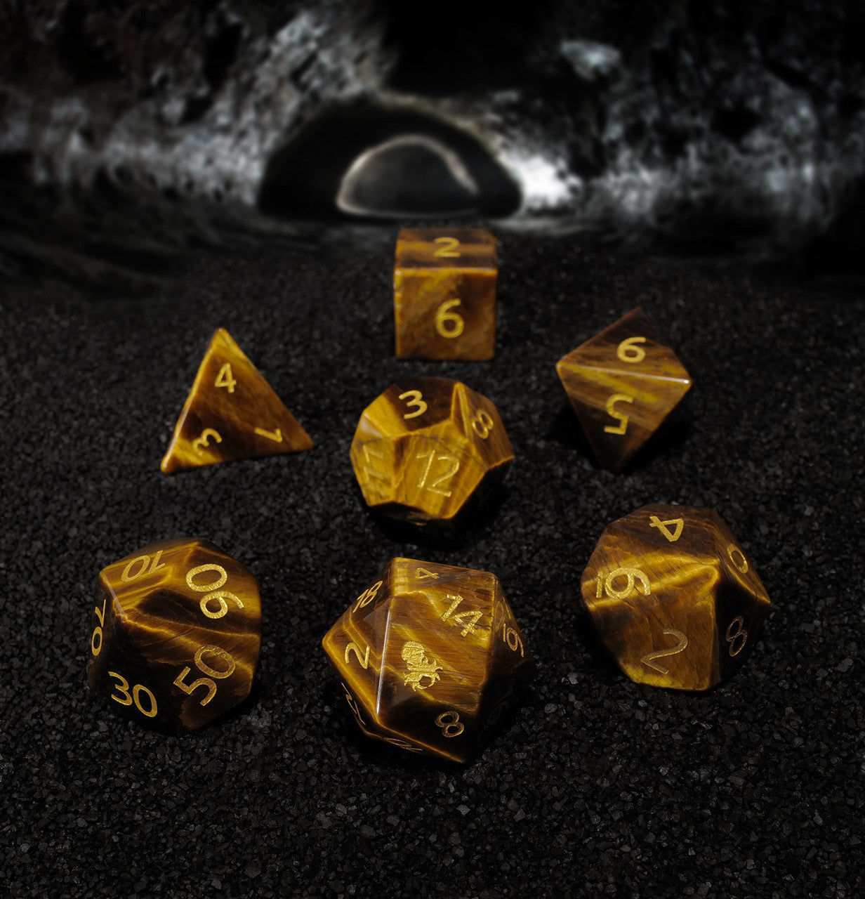 Yellow Tiger Eye Semi-precious Gemstone Dice Set